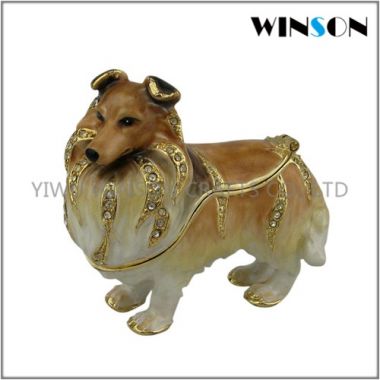 Pewter Jewelry Box / Crytals Dog Jewelry Box