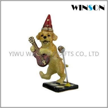Pewter Jewelry Box / Crytals Dog Jewelry Box