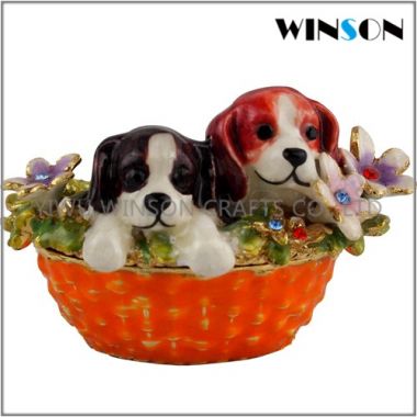 Pewter Jewelry Box / Crytals Dog Jewelry Box
