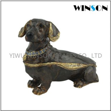Pewter Jewelry Box / Crytals Dog Jewelry Box
