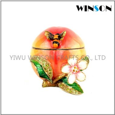 Hand Painted Peach Trinket Box | Garden Collection