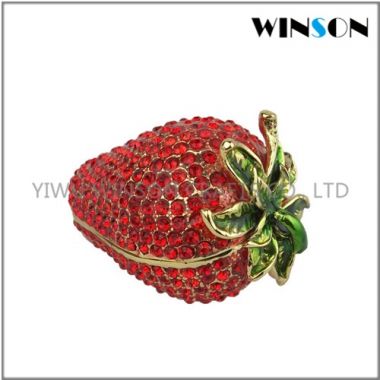 Jeweled Strawberry Trinket Box | Crystal Jewelry Holder