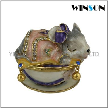 Pewter Jewelry Box / Crytals Mouse Jewelry Box