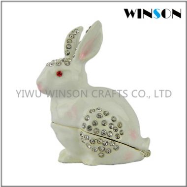 Pewter Jewelry Box / Crytals Rabbit Jewelry Box