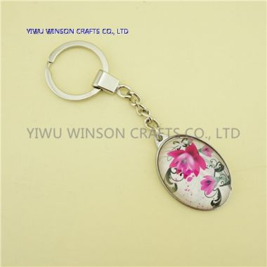 Single Side Floral Crystal Key Chain/Custom Logo Key Chain