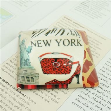 New York Souvenir/Coloured Glass Paperweights/Square Dome Look