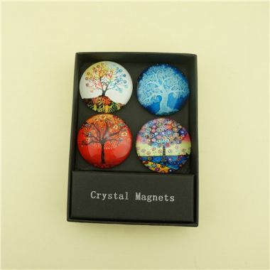 Holiday Gift Sets of 4 Crystal Fridge Magnets/Colorful Trees Pattern