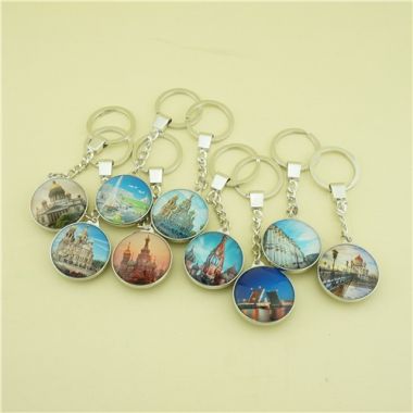 Double Side Glass Keychains with Saint Peterburg Great Views