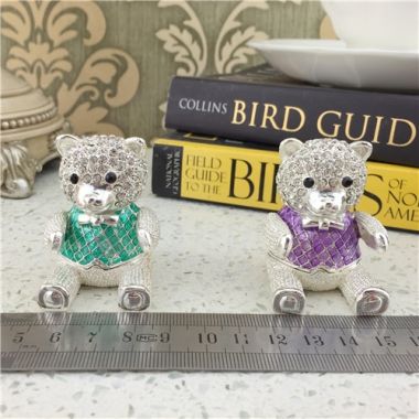 Zinc Alloy Small Bear Crytals Jewelry Box