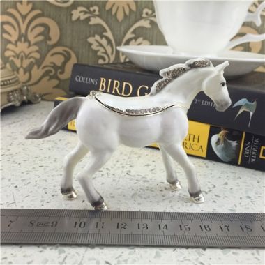 White Zinc Alloy Jewelry Box/Animal Horse Jewel Box