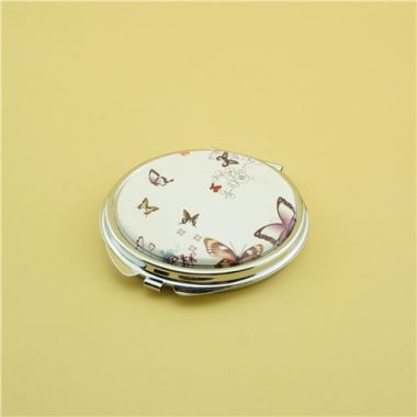 Round butterfly compact mirror/PU pocket mirror