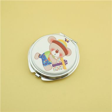 Round cartoon pocket mirror/PU compact mirror