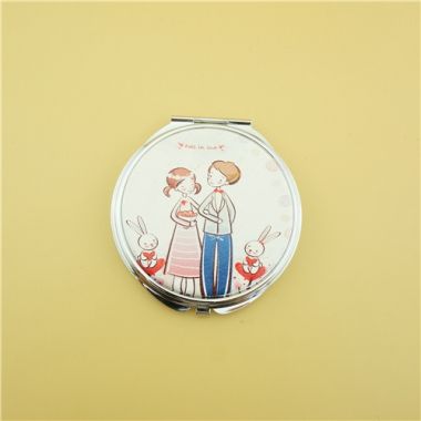 Round lancome compact mirror/PU personalized mirror compact