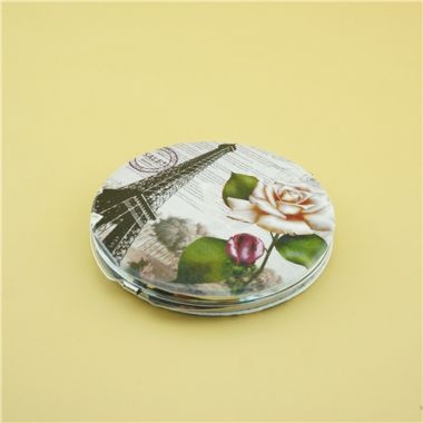 Eiffel tower round compact mirror/PU pocket mirror