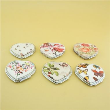 PU heart-shaped compact mirror/Butterfly pocket mirror