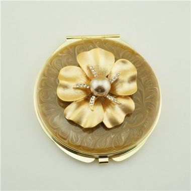 Metal pearl compact mirror/Flower series makeup mirror