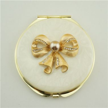 Metal compact mirror/Pearl folding makeup mirror