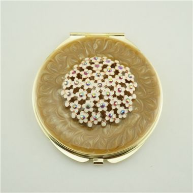 Flower series round compact mirror/Metal folding makeup mirror