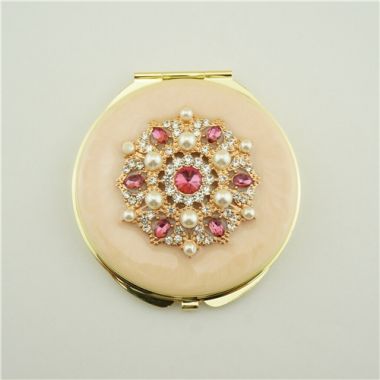 Mini metal round two-sided personal portable makeup mirror