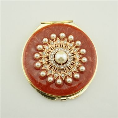 Metal pearl makeup mirror/mother of pearl compact mirror