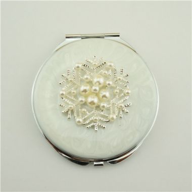 Snowflake pearl makeup mirror/bridesmaid compact mirror