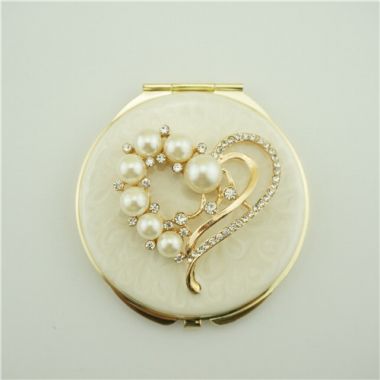 Pink valentine's day gift/Pearl compact mirror
