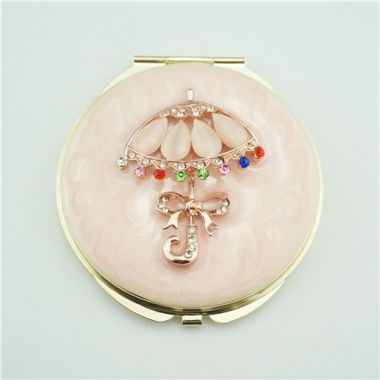 Umbrella design crystal compact mirror