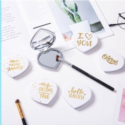 Personalised pocket mirror/heart-shaped PU compact mirror