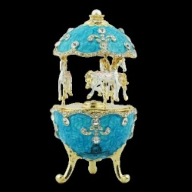 Blue Carousel Music Box