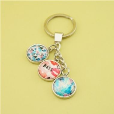 3 Pieces Glass Stones Keychain - LOVE Kiss