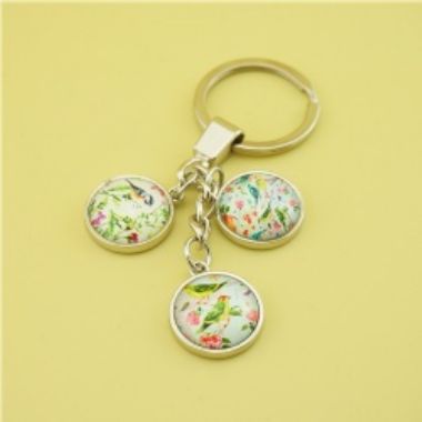 3 Pieces Glass Stones Keychain - Birds