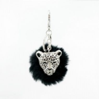 Fashion Leopard Charm Key Chains with Fluffy Ball