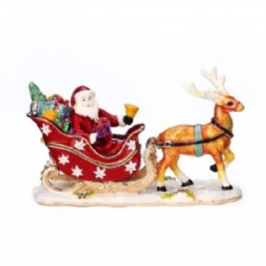 Santas S Sleigh Jewelry Box | Enamel Ornament