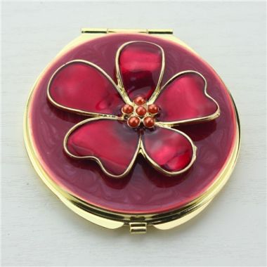 Enamel flower compact mirror