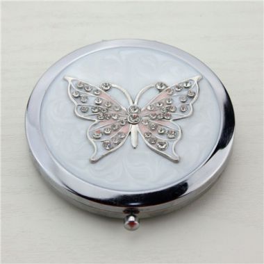Butterfly compact mirror with crystals