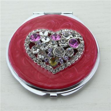 Jewelled heart compact mirror