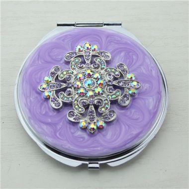 Enamel comapct mirror with crystals