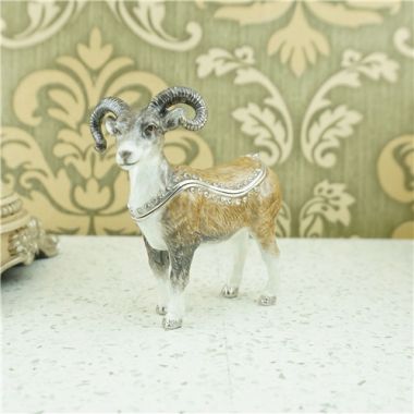 Pewter jewelry box / goat jewelry box