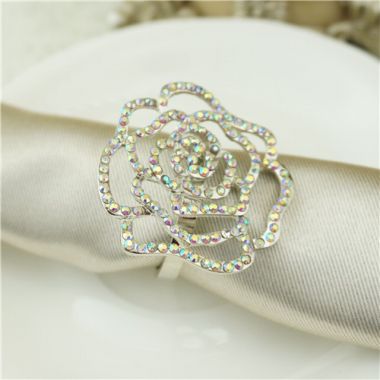 Metal Napkin Ring / Crystals Rose Metal Napkin Ring