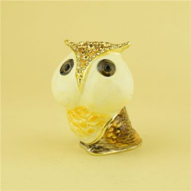 Pewter jewelry box / Cartoon owl handmade trinket box