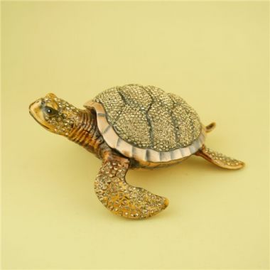 Pewter jewelry box / Handmade luxury crystal turtle jewelry box