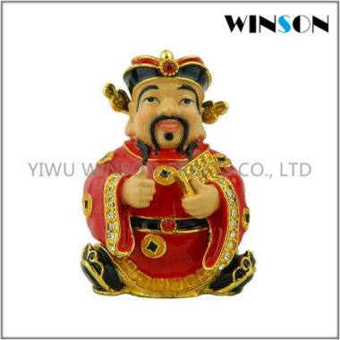 Jeweled Chinese God Trinket Box