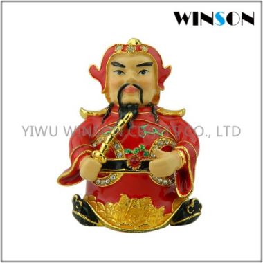 Jeweled Chinese God Trinket Box