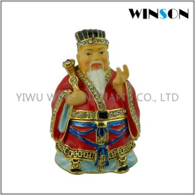 Jeweled Chinese God Trinket Box