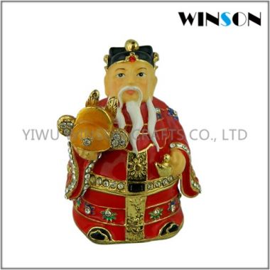 Jeweled Chinese God Trinket Box