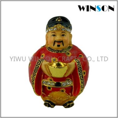 Jeweled Chinese God Trinket Box