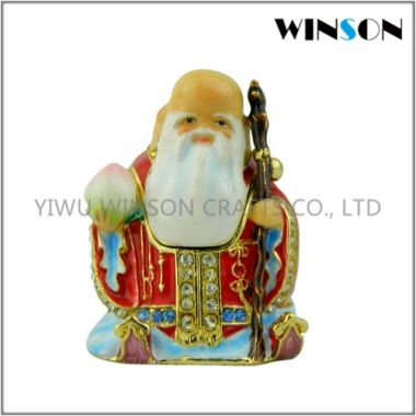 Jeweled Chinese God Trinket Box