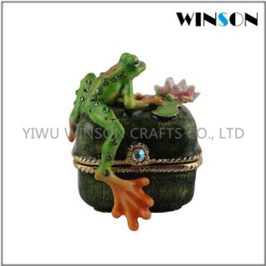 Pewter Jewelry Box / Crytals Frog Jewelry Box