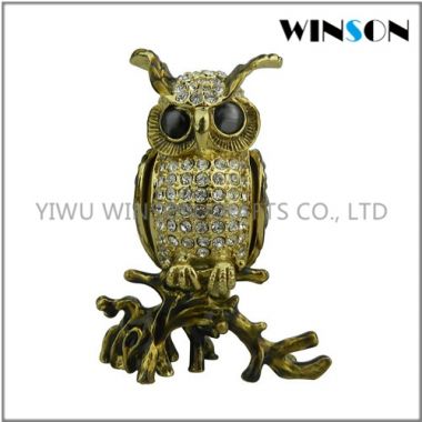 Pewter Jewelry Box / Crytals Owl Jewelry Box
