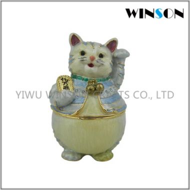 Pewter Jewelry Box / Crytals Cat Jewelry Box